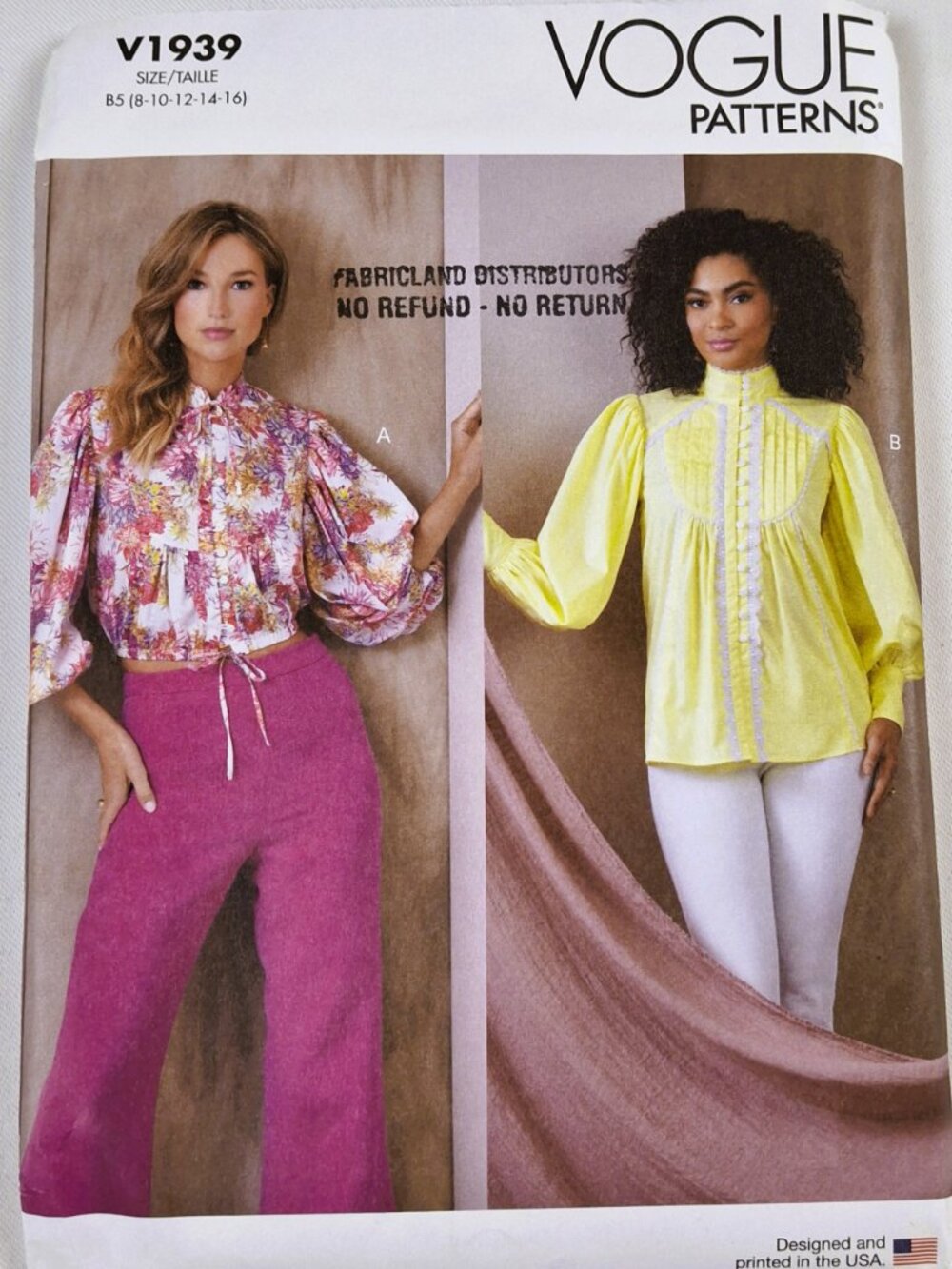 Vogue 1939 Sz 8-16 Boho Blouse With Pintuck Pleats Pattern Uncut For Sewing